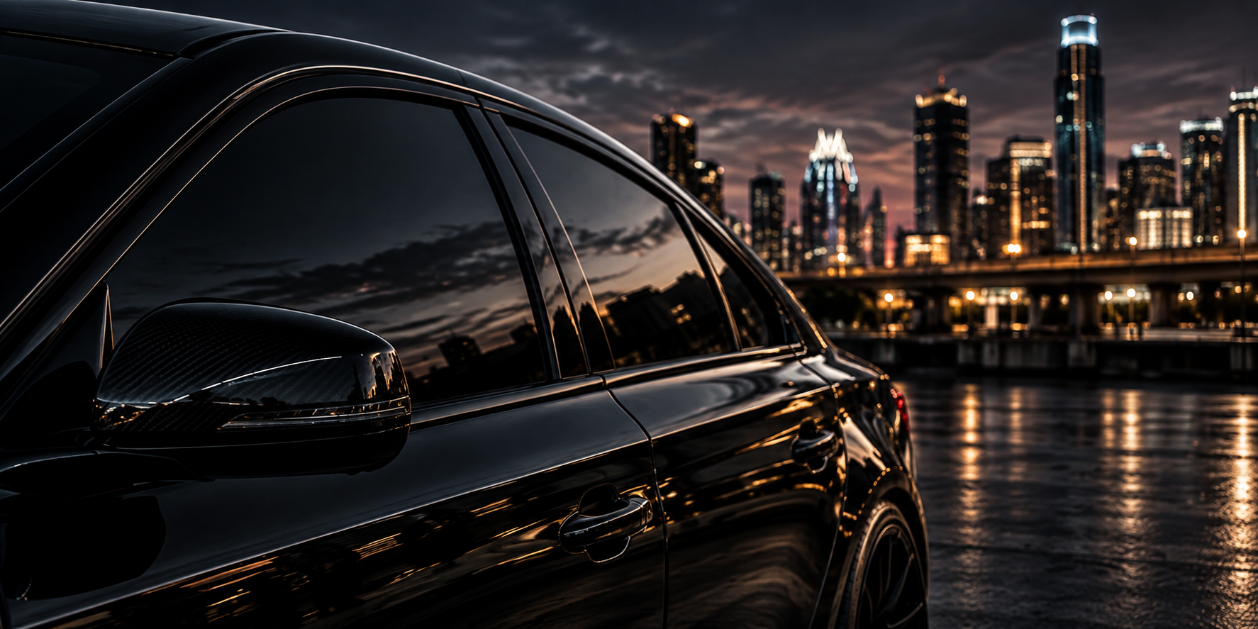 Black sedan with professionally tinted side windows